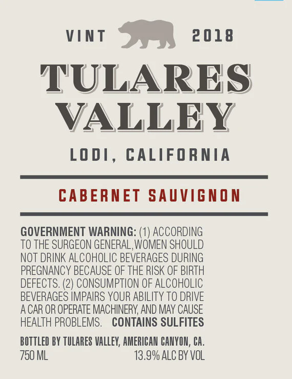 Tulares Valley 2018 Cabernet Sauvignon Lodi, California - Image 3