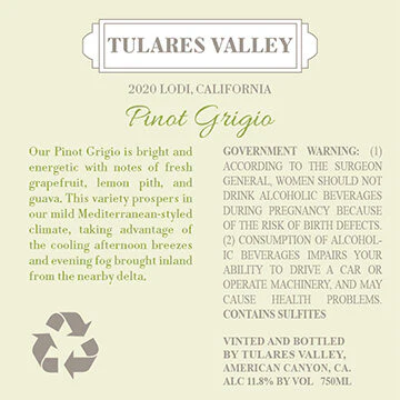 Tulares Valley 2020 Pinot Grigio Lodi, California - Image 3