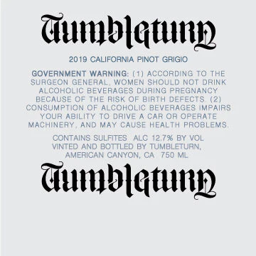 Tumbleturn 2019 Pinot Grigio, California - Image 3