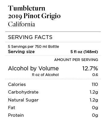Tumbleturn 2019 Pinot Grigio, California - Image 4