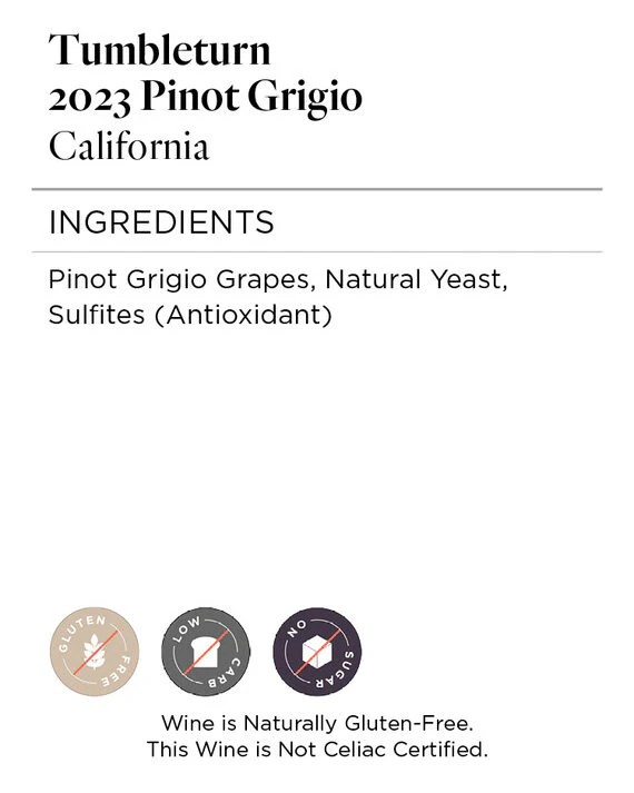 Tumbleturn 2023 Pinot Grigio, California - Image 5