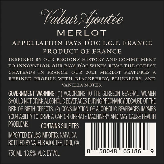 Valeur Ajoutée 2021 Merlot Pays d'Oc IGP, France - Image 3
