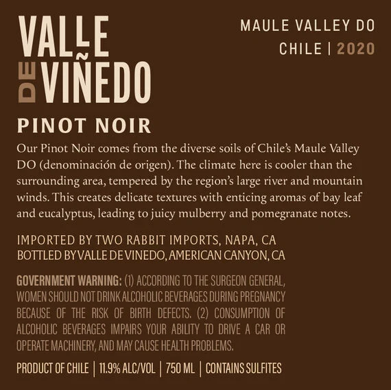Valle de Viñedo 2020 Pinot Noir Maule Valley DO, Chile - Image 3