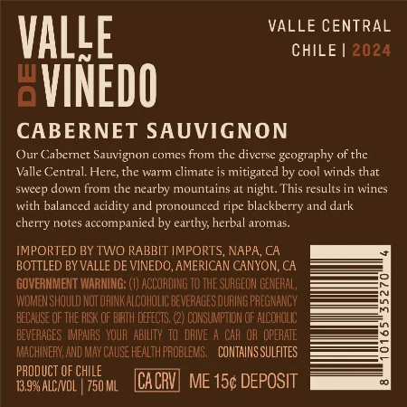 Valle de Viñedo 2024 Cabernet Sauvignon Valle Central, Chile - Image 3