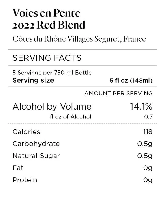 Voies en Pente 2022 Red Blend Côtes du Rhône Villages Seguret, France - Image 4