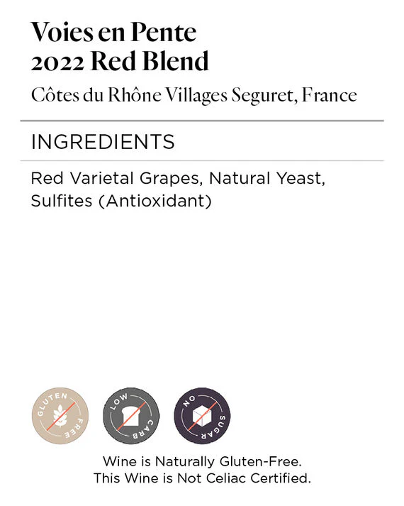 Voies en Pente 2022 Red Blend Côtes du Rhône Villages Seguret, France - Image 5