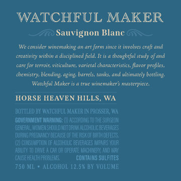 Watchful Maker 2021 Sauvignon Blanc Horse Heaven Hills, Washington - Image 3