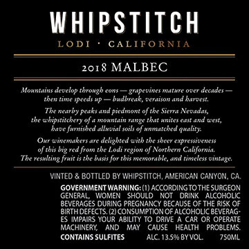 Whipstitch 2018 Malbec Lodi, California - Image 3