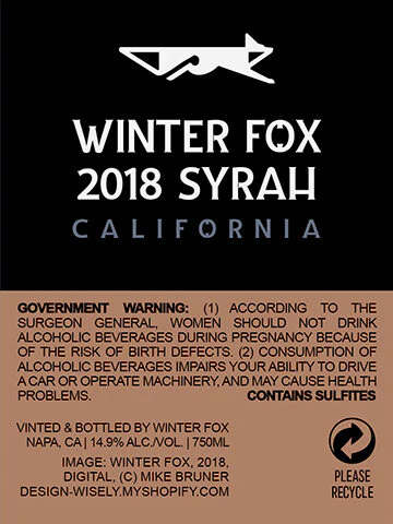 Winter Fox 2018 Syrah California - Image 3