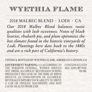 Wyethia Flame 2018 Malbec Blend Lodi, California - Image 3