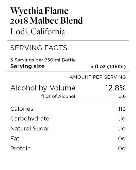 Wyethia Flame 2018 Malbec Blend Lodi, California - Image 4