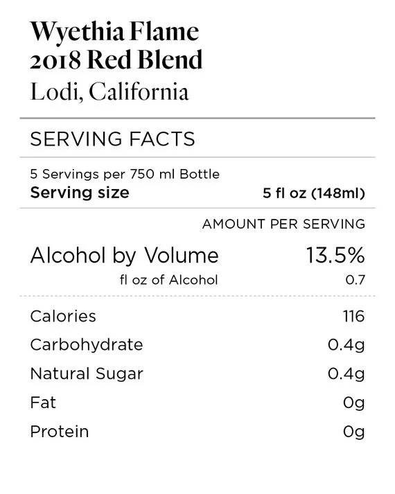 Wyethia Flame 2018 Red Blend Lodi, California - Image 5