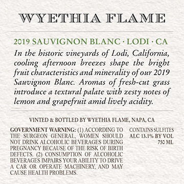 Wyethia Flame 2019 Sauvignon Blanc Lodi, California - Image 3