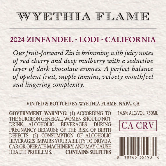 Wyethia Flame 2024 Zinfandel Lodi, California - Image 3